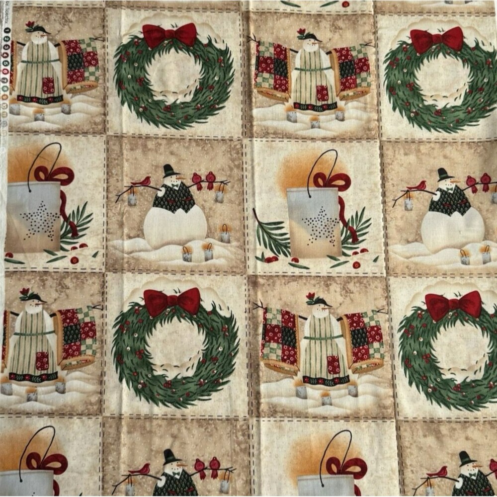 Cabin Cloth Christmas Carol Endres Spectrix 2003 Quilt Blocks Cheater Quilt 57"